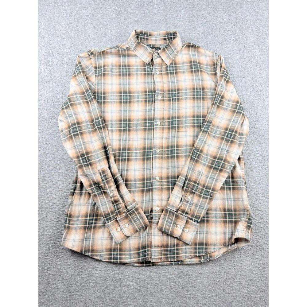 Banana Republic Men's Large Plaid Flannel Shirt Button Up‎ Long Sleeve Cotton